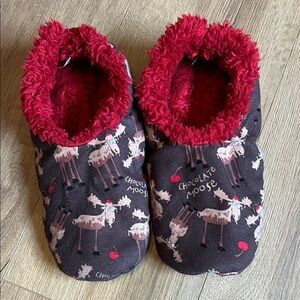 Lazy‎ One Red and Brown Chocolate Moose Slippers